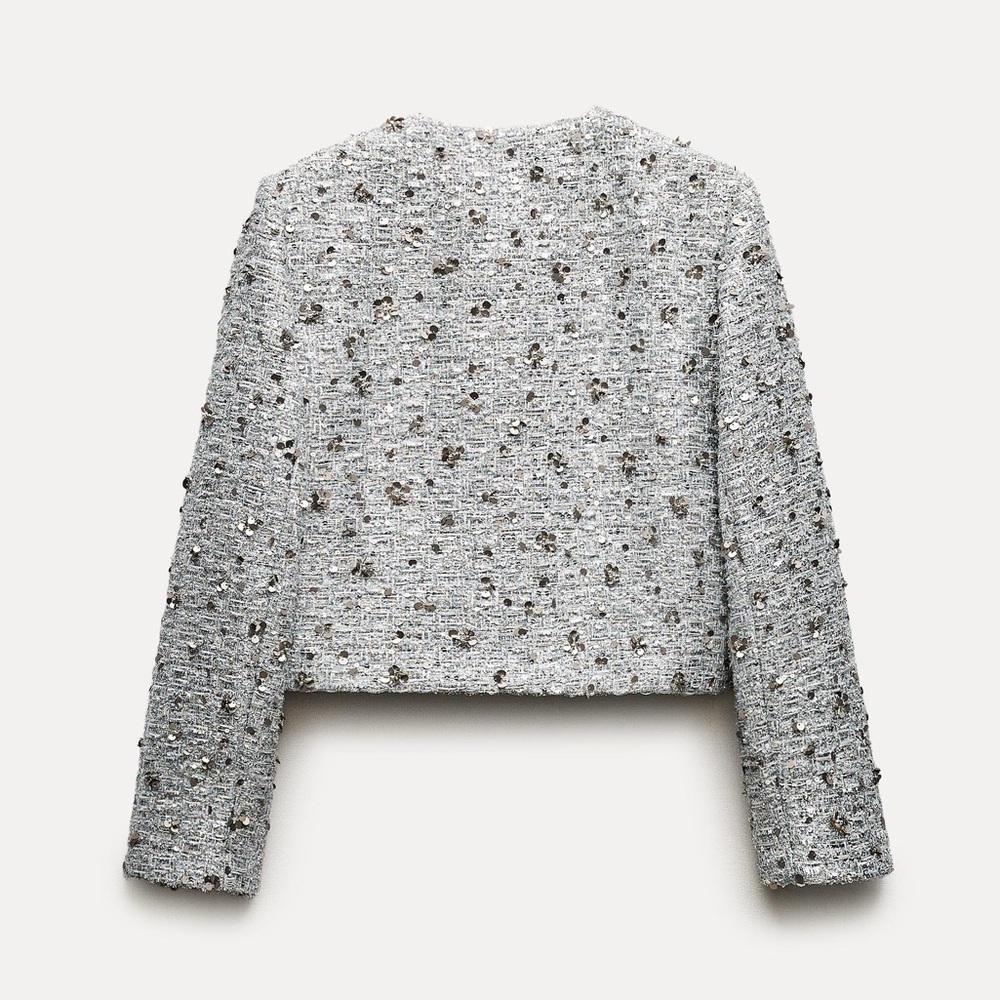 Zara Silver Textured Blazer - Picture 6 of 12